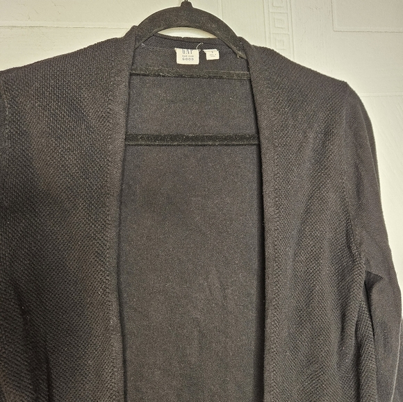 Gap Black Cotton Open Front Long Sleeve Waffle Knit Front Cardigan Sz S EUC - Picture 5 of 13